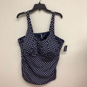 Land’s End | Women's Polka Dot Tankini Top | Navy | Size 24W